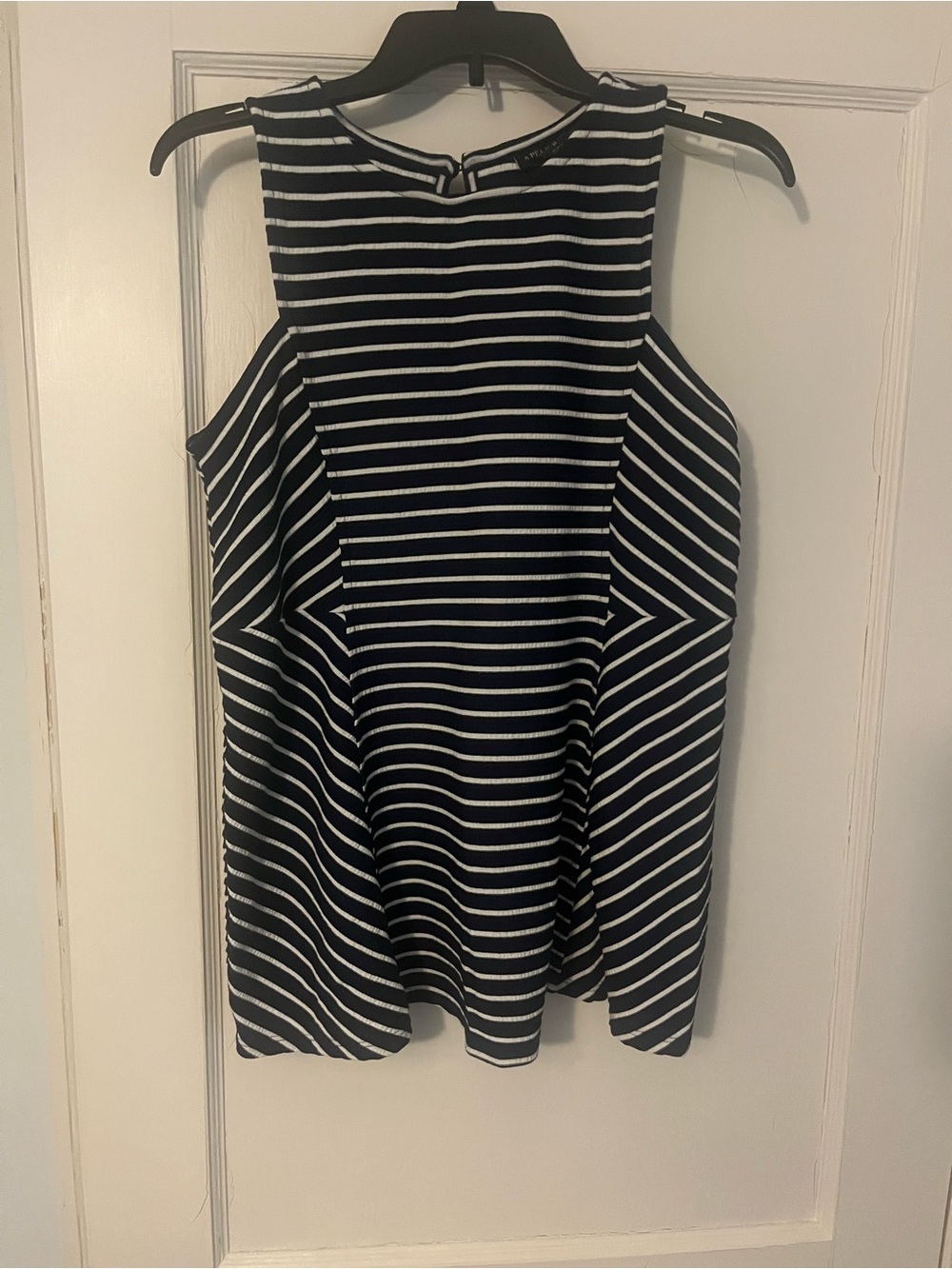Maternity Black & White Striped Sleeveless Top- Medium